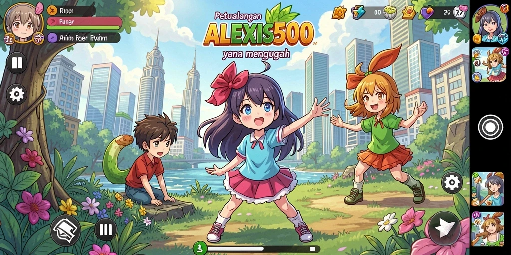 Tampilan screenshot ALEXIS500 dengan karakter Anime yang menarik.