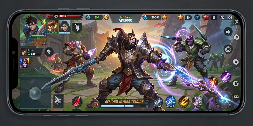 Screenshot gameplay API5000 yang menunjukkan aksi pertarungan tim.