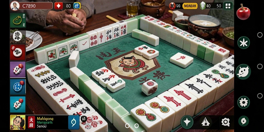 Screenshot gameplay menarik dari C7890 yang menunjukkan tantangan Mahjong.