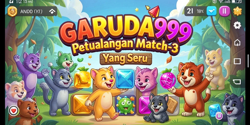 Gameplay seru GARUDA999 dengan tantangan Match-3 yang menarik.