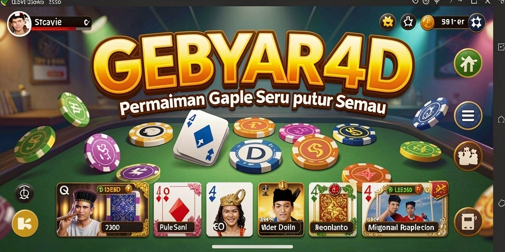 Tampilan gameplay Gaple GEBYAR4D yang menarik dan interaktif.