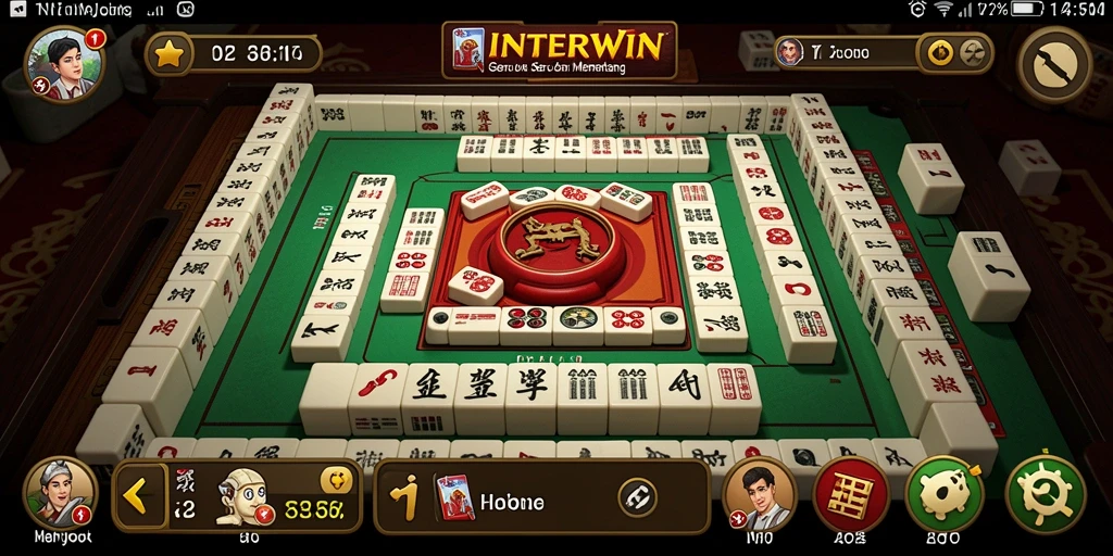 Screenshot INTERWIN menampilkan gameplay Mahjong yang menarik dan penuh warna.