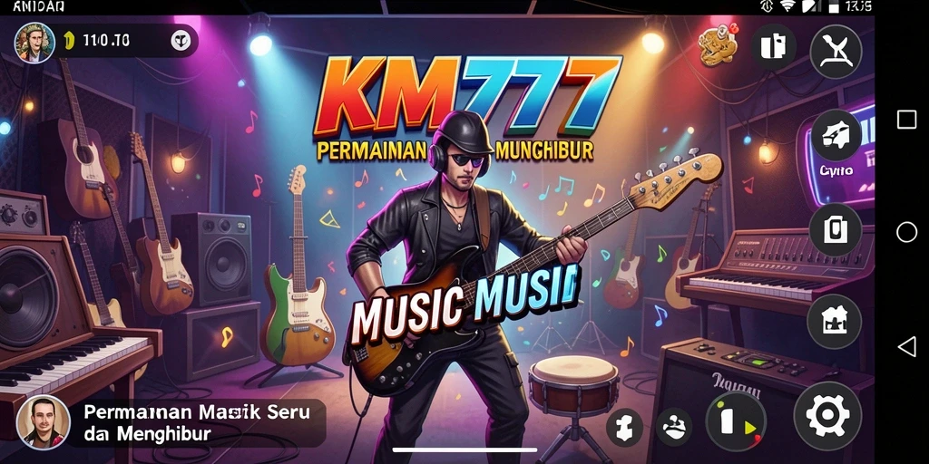 Screenshot gameplay KM777 yang menunjukkan pengalaman bermain musik yang seru.