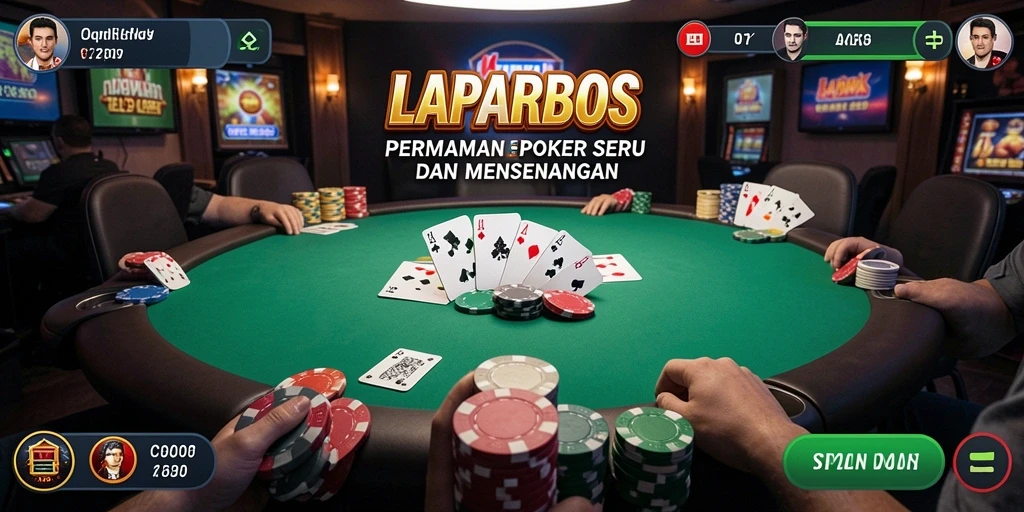 Tangkapan layar permainan LAPARBOS menunjukkan suasana poker yang kompetitif dan seru.