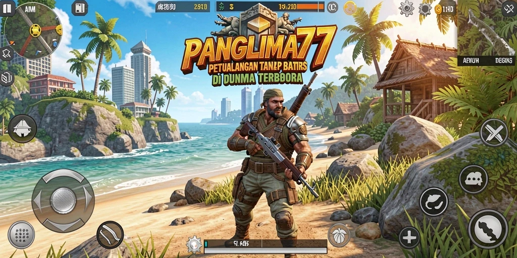 Tampilan screenshot gameplay PANGLIMA77 dengan eksplorasi dunia luas.