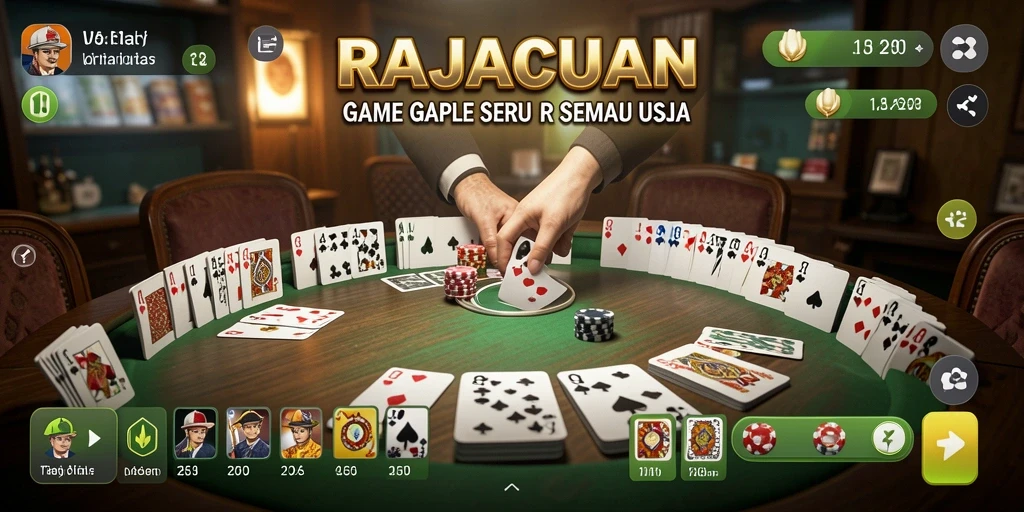 Tangkap layar dari gameplay seru RAJACUAN yang menampilkan permainan Gaple.