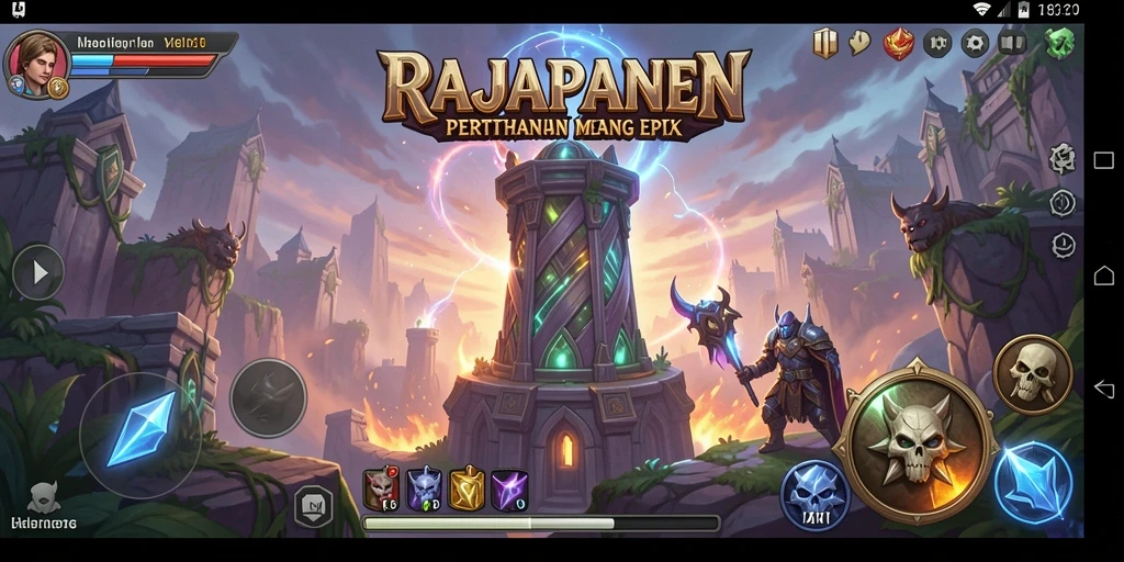 Tampilan gameplay RAJAPANEN saat mempertahankan menara dengan strategi yang cerdas.