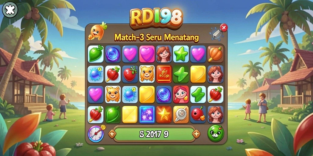 Gameplay seru RDI88 dengan tantangan Match-3 yang menarik.
