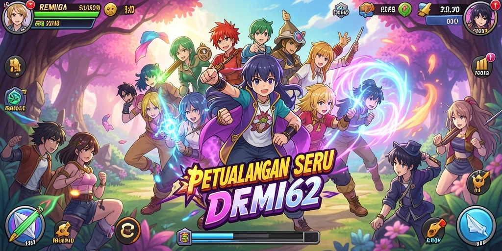 Tampilan gameplay seru di dunia Anime yang penuh warna.