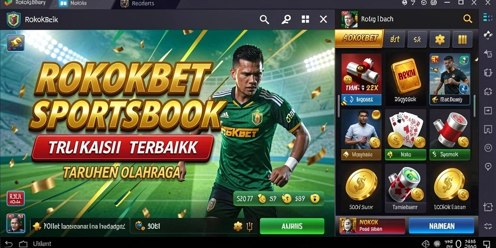 Screenshot utama ROKOKBET menampilkan antarmuka taruhan olahraga yang menarik.