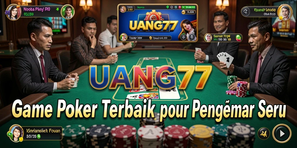 Tangkapan layar game UANG77 menunjukkan keseruan bermain poker.